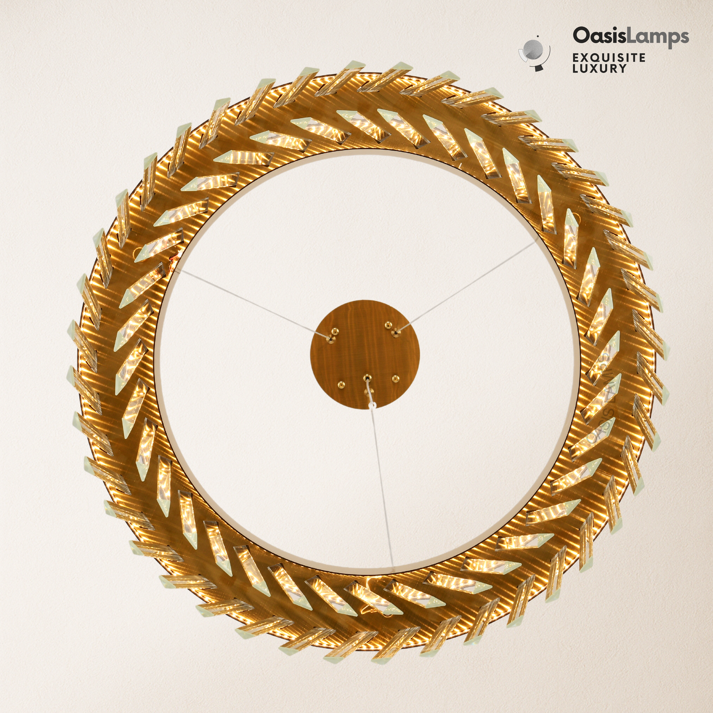 Vetro Prism Crystal Round Chandelier 23.6" 31.5" 40"D#Color_Brass