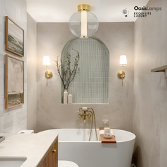 Auroba Alabaster Tube Glass Globe Ball Ceiling Light