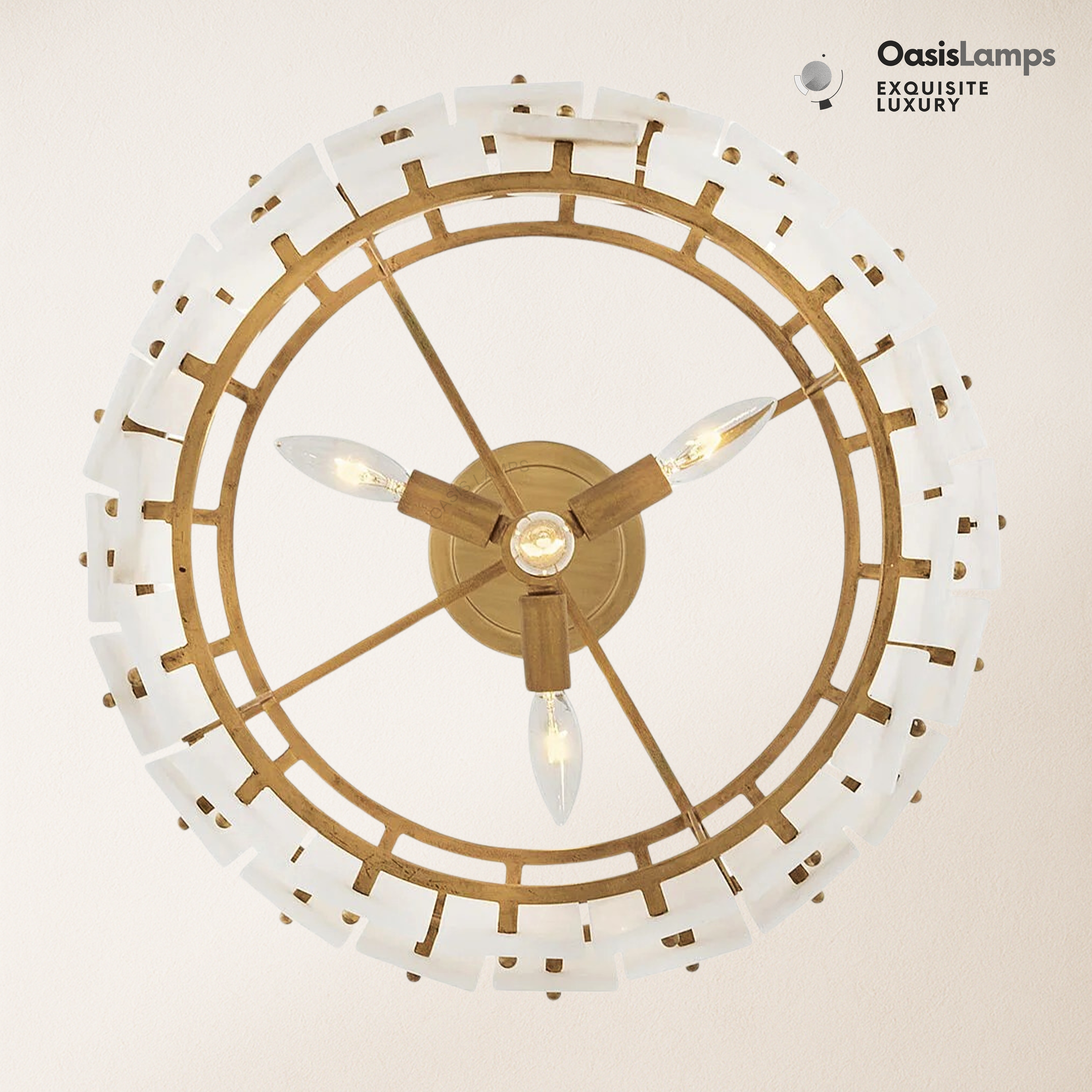 Rancho Alabaster Flake 2-Tier Round Chandelier (Small)