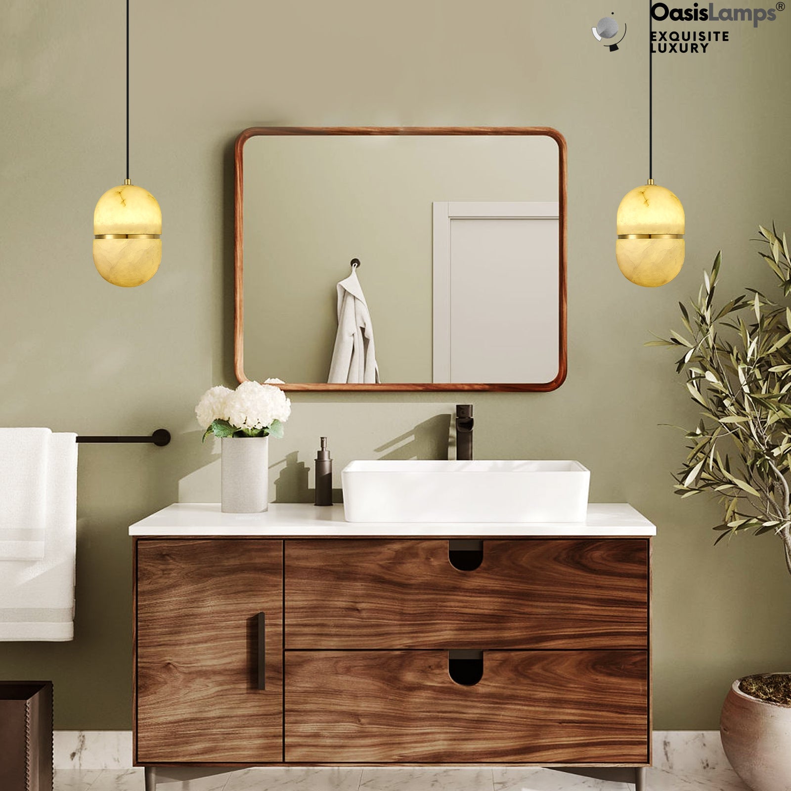 Hecate Alabaster Modern Pendant 5.5''D