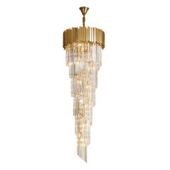 Natasha Golden Modern Large Crystal Chandelier Golden