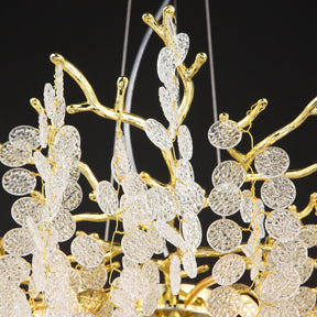 Salome Gold Blossom Crystal Oval Branch Chandelier For Living Room