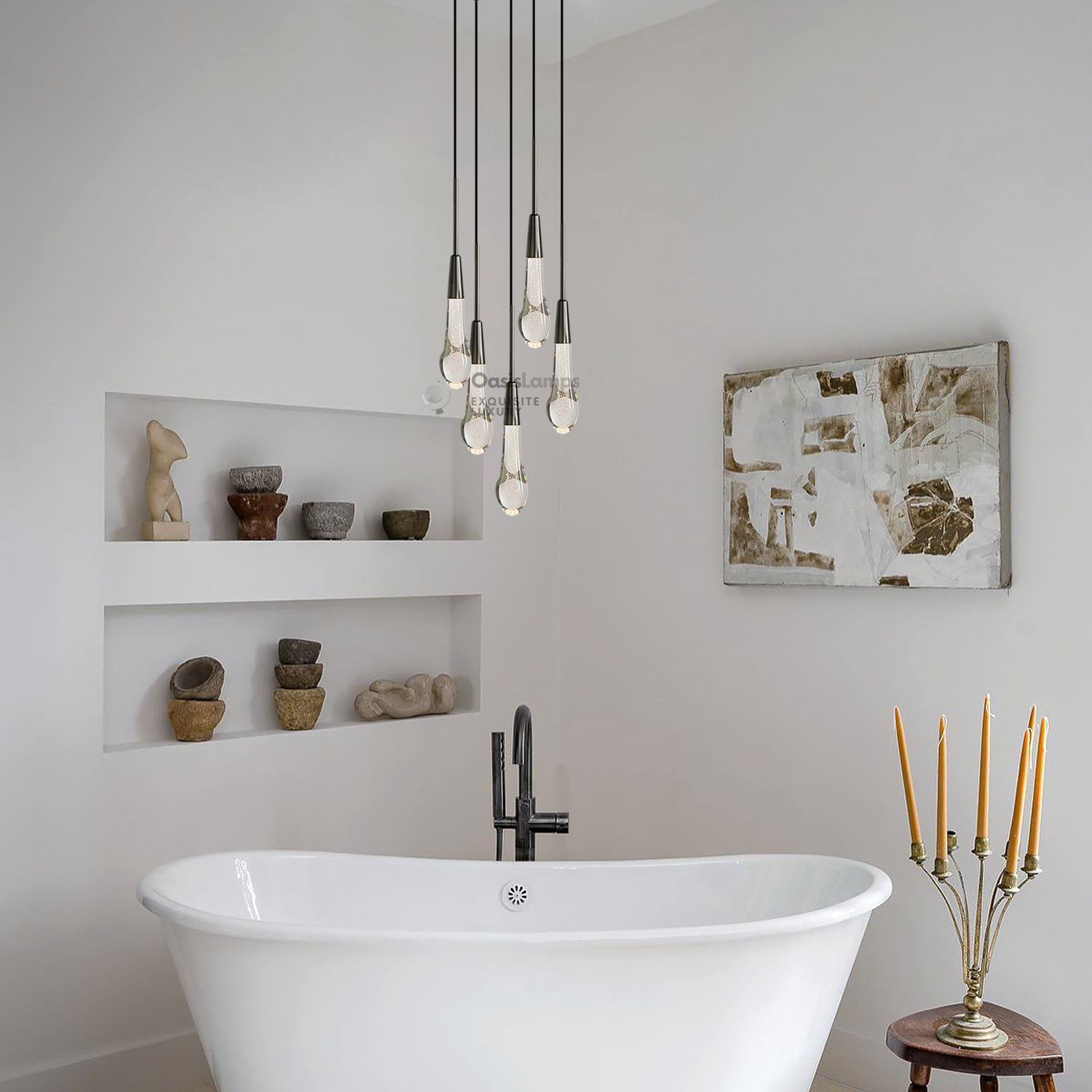 Elara Solitaires Round Crystal Pendant-3 lights 5 lights 7 lights#color_bronze,size_5 lights