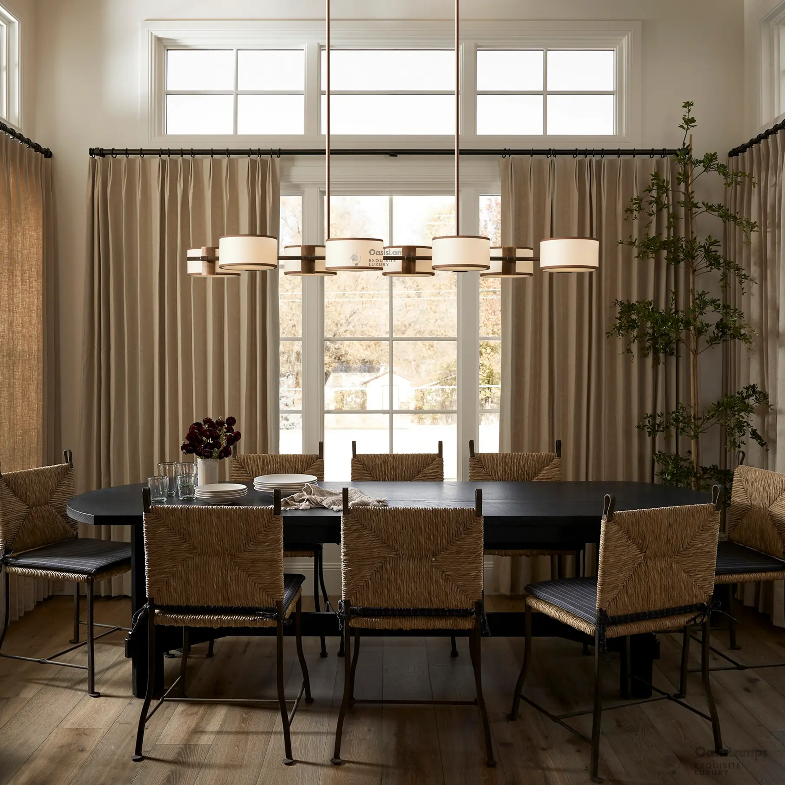Daphne Linear Linen Chandelier