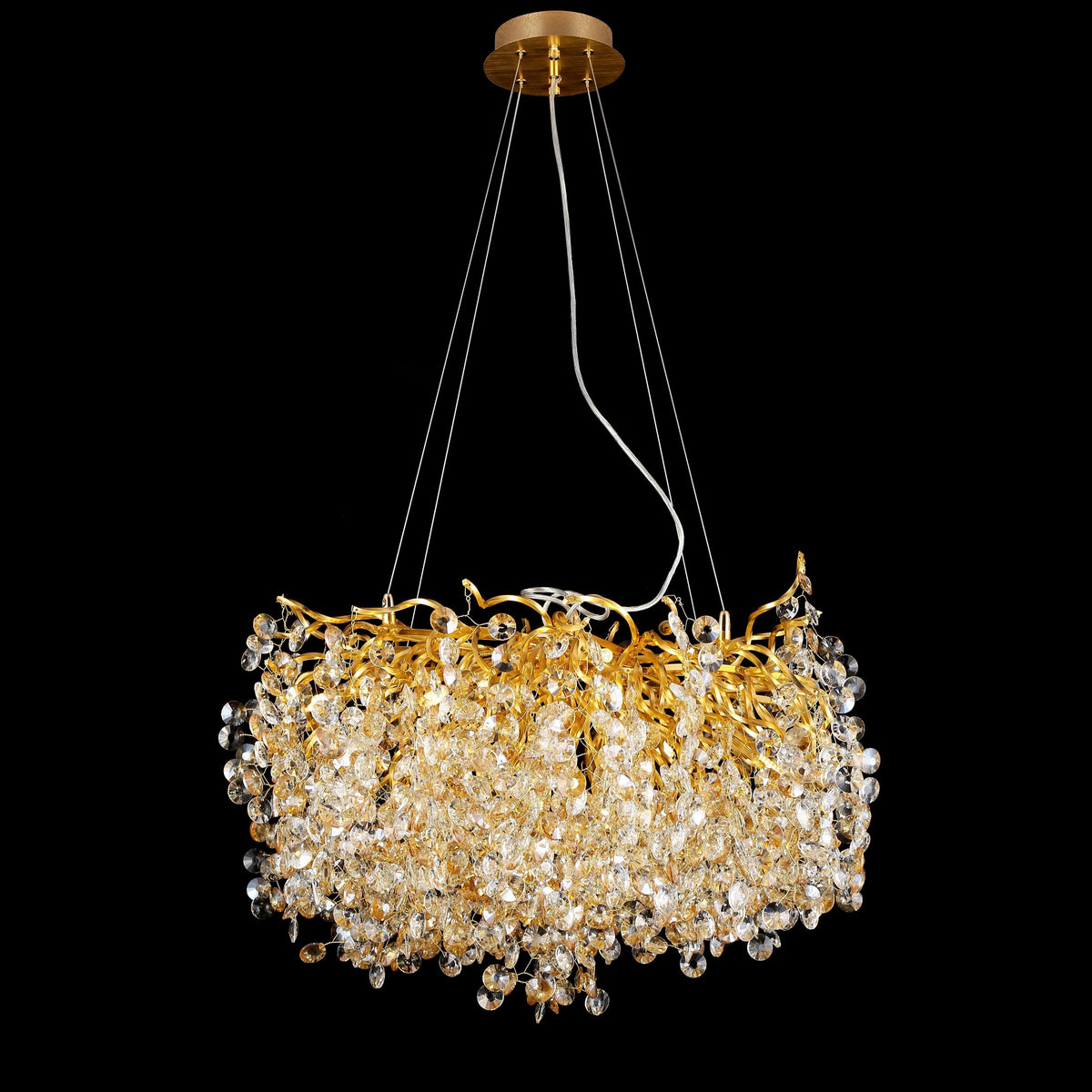 Crystal Quartet Round Branch Penny Chandelier