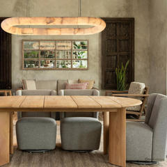 Alabaster Lisse Oval Chandelier 57" 74"W