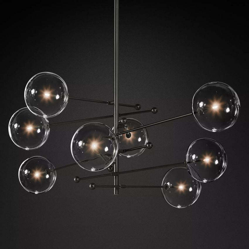 Globe Glass Modern Eight-Arm Chandelier 79"W