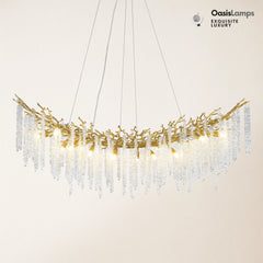 Snow Tree Branches Linear Chandelier 55''L#Color_Brass
