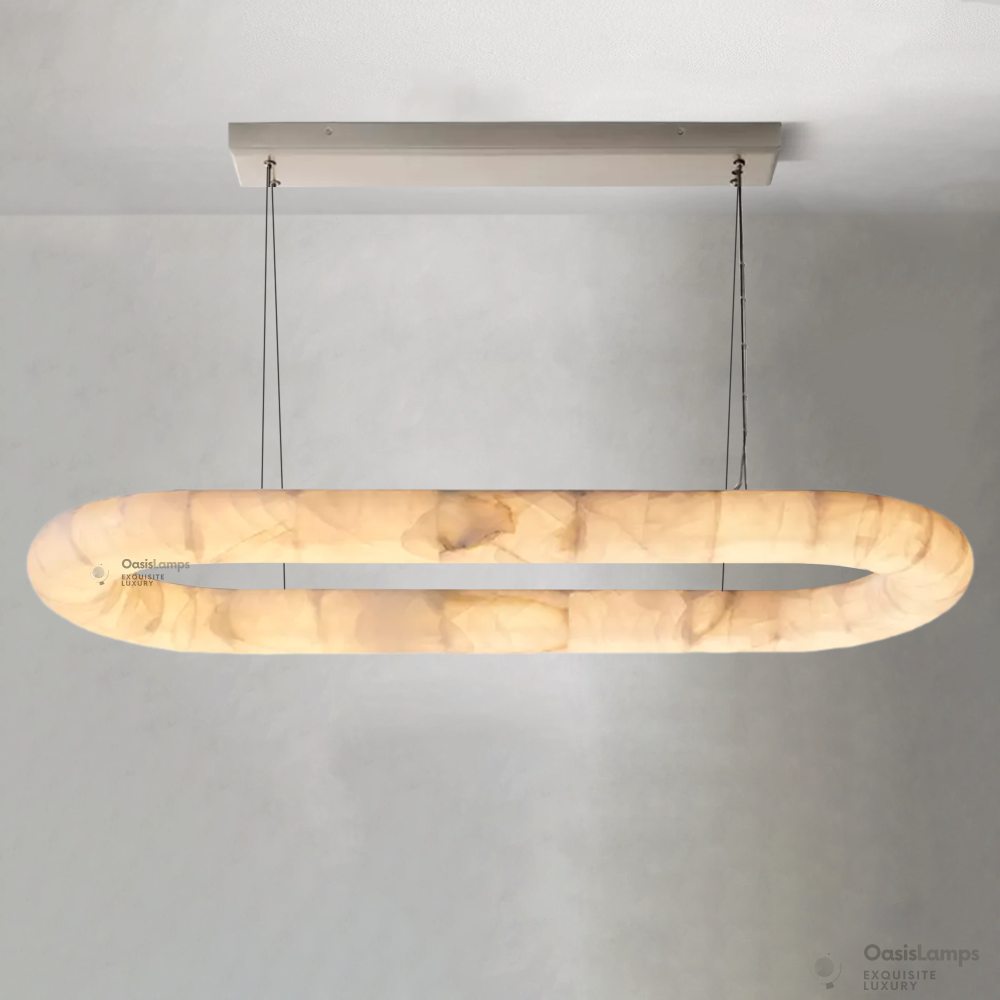 Alabaster Lisse Oval Chandelier 57" 74"W