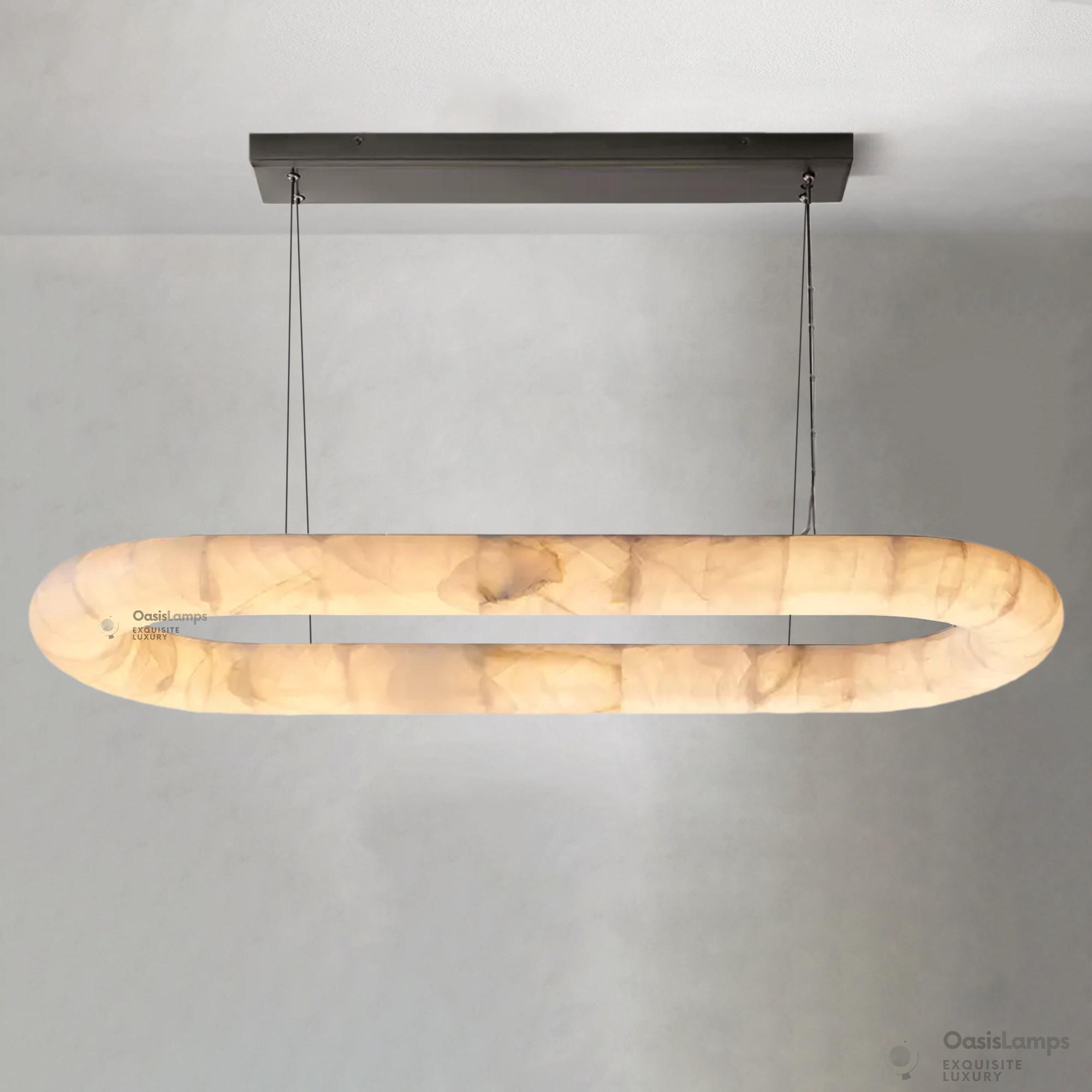 Alabaster Lisse Oval Chandelier 57" 74"W