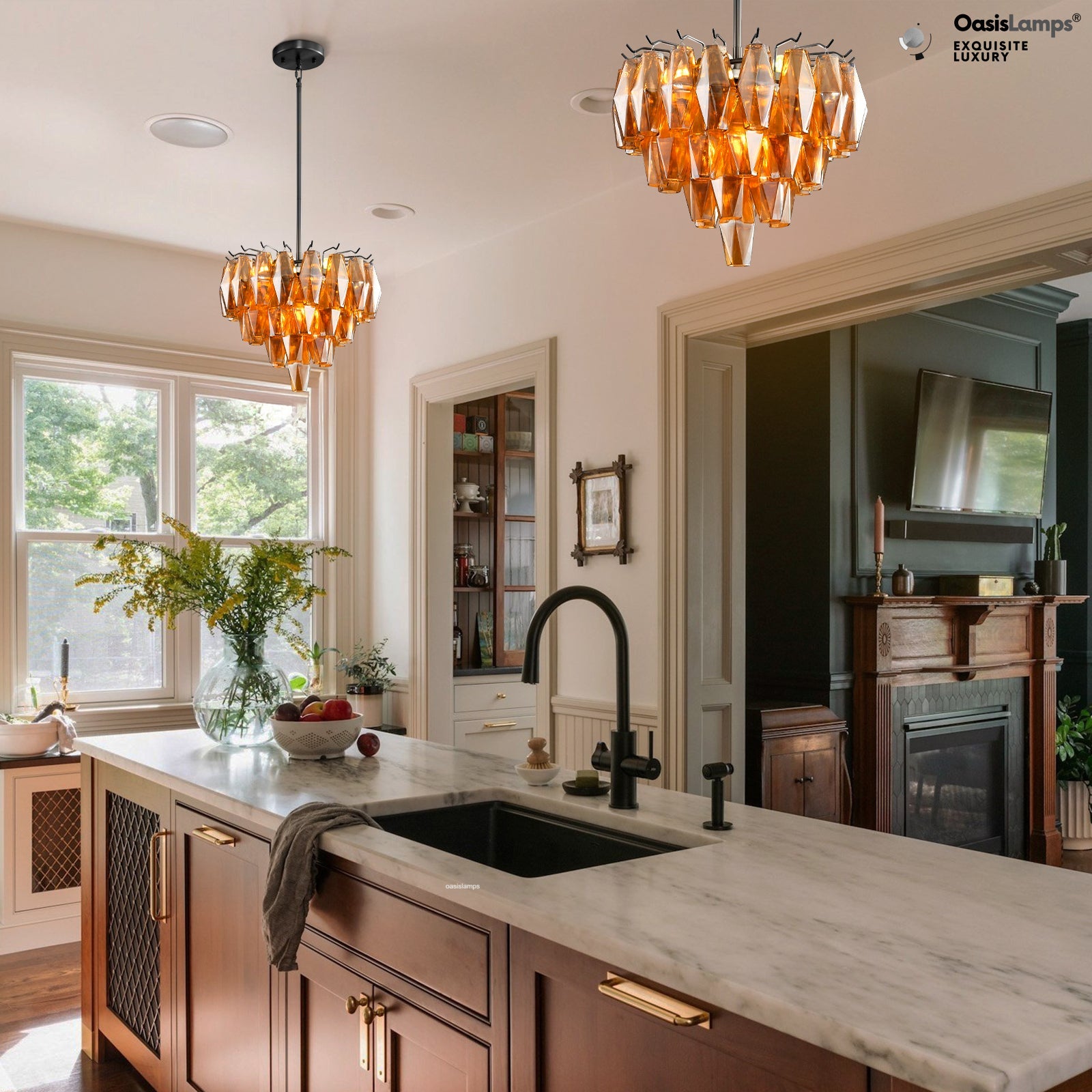 Celestial Drop Pendant 17"D#color_black