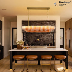 Ethereal Radiance Clear/Amber Rectangular Crystal Chandelier 43"L#glass color_amber,size_43in