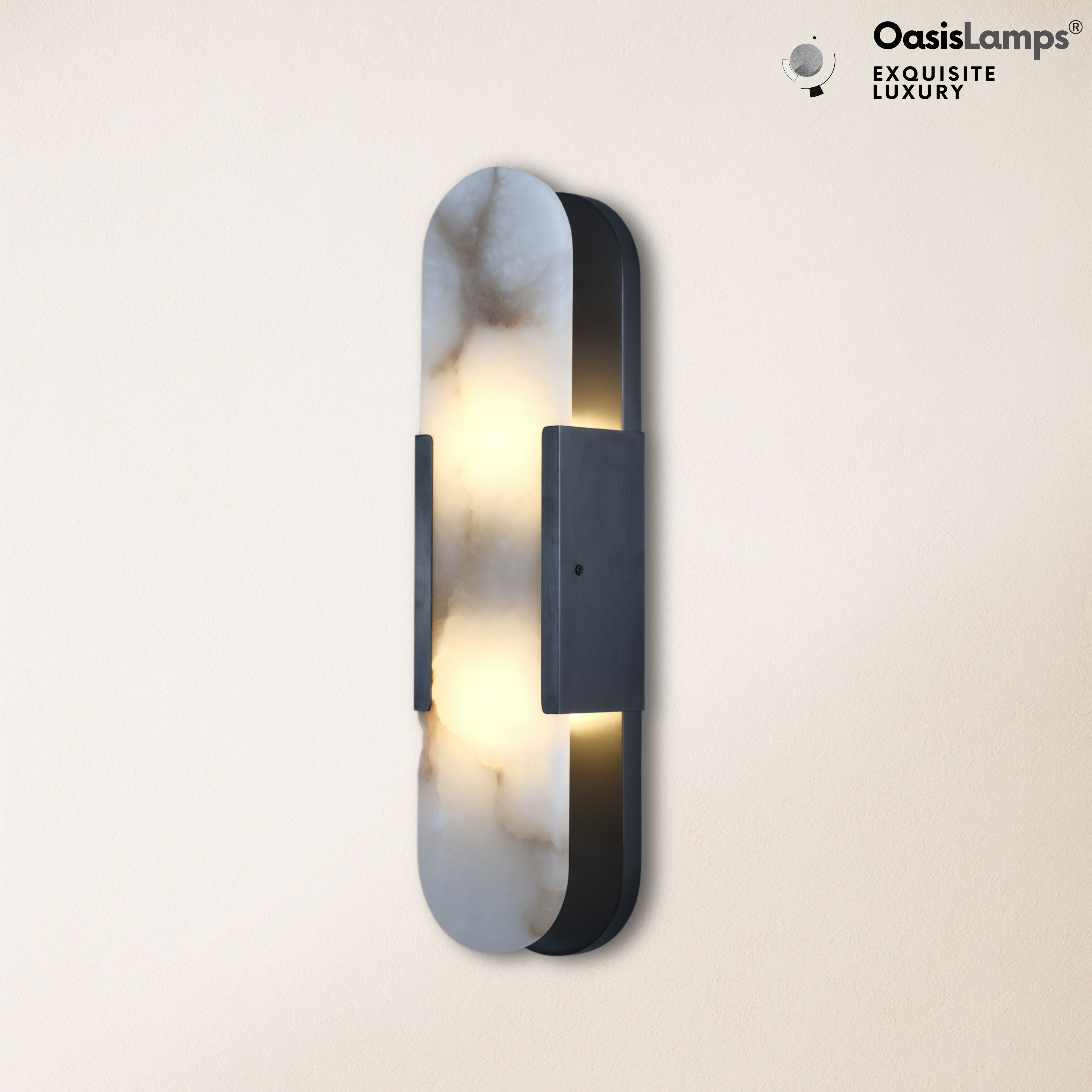 OpalEdge Oval Alabaster Wall Sconces 13.8" 19.7"H#Color_Bronze,size_19.7" H-1 Pack