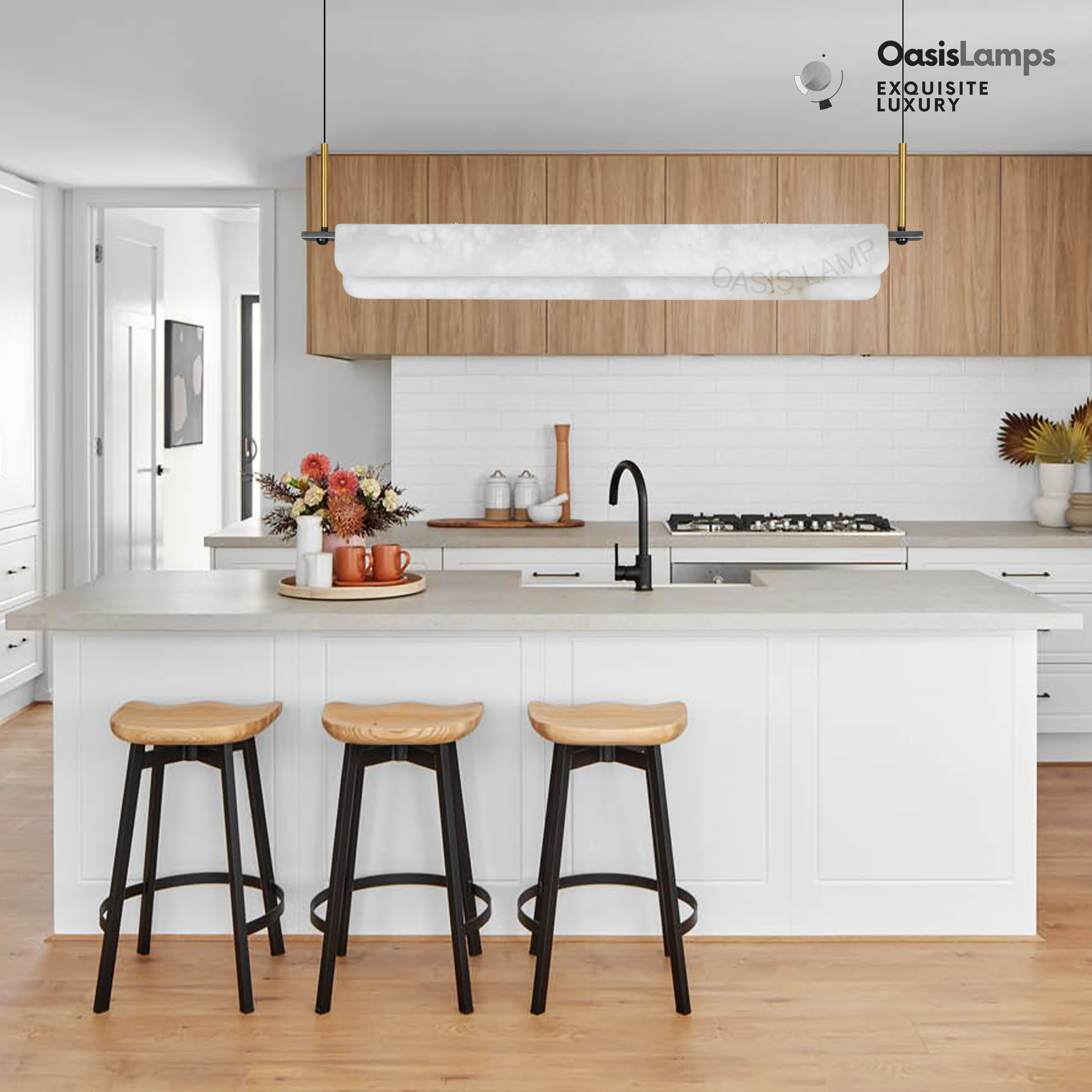 Deli Alabaster Linear Art Chandelier Light