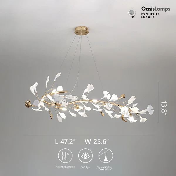 Twilight Branches Ceramic Gingko Chandelier T#size_Model B L 47.2″ x W 25.6″ x H 13.8″