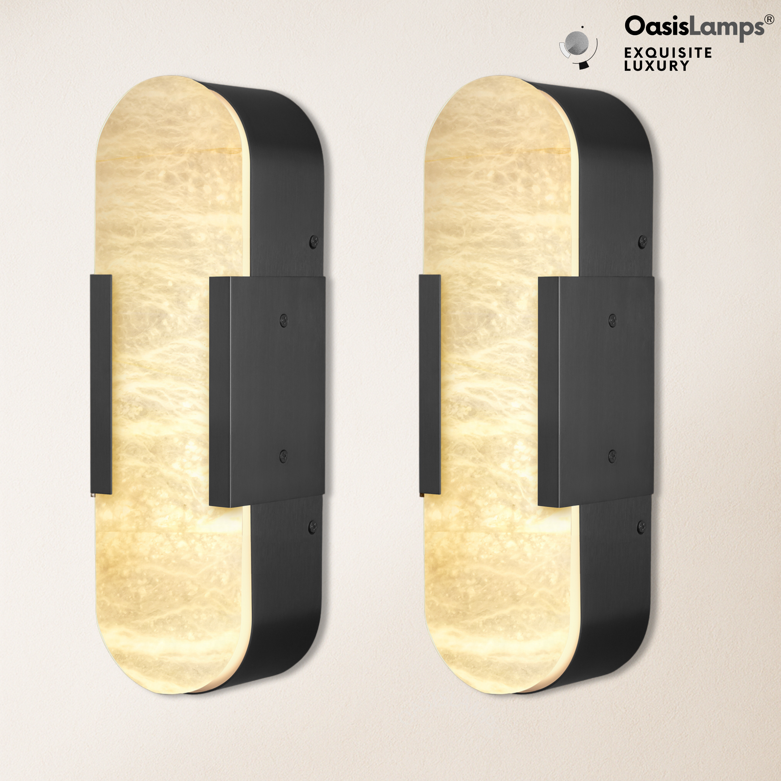 OpalEdge Alabaster Wall Sconces 13.8" 20"H#Color_black,size_13.8" H-2 Pack
