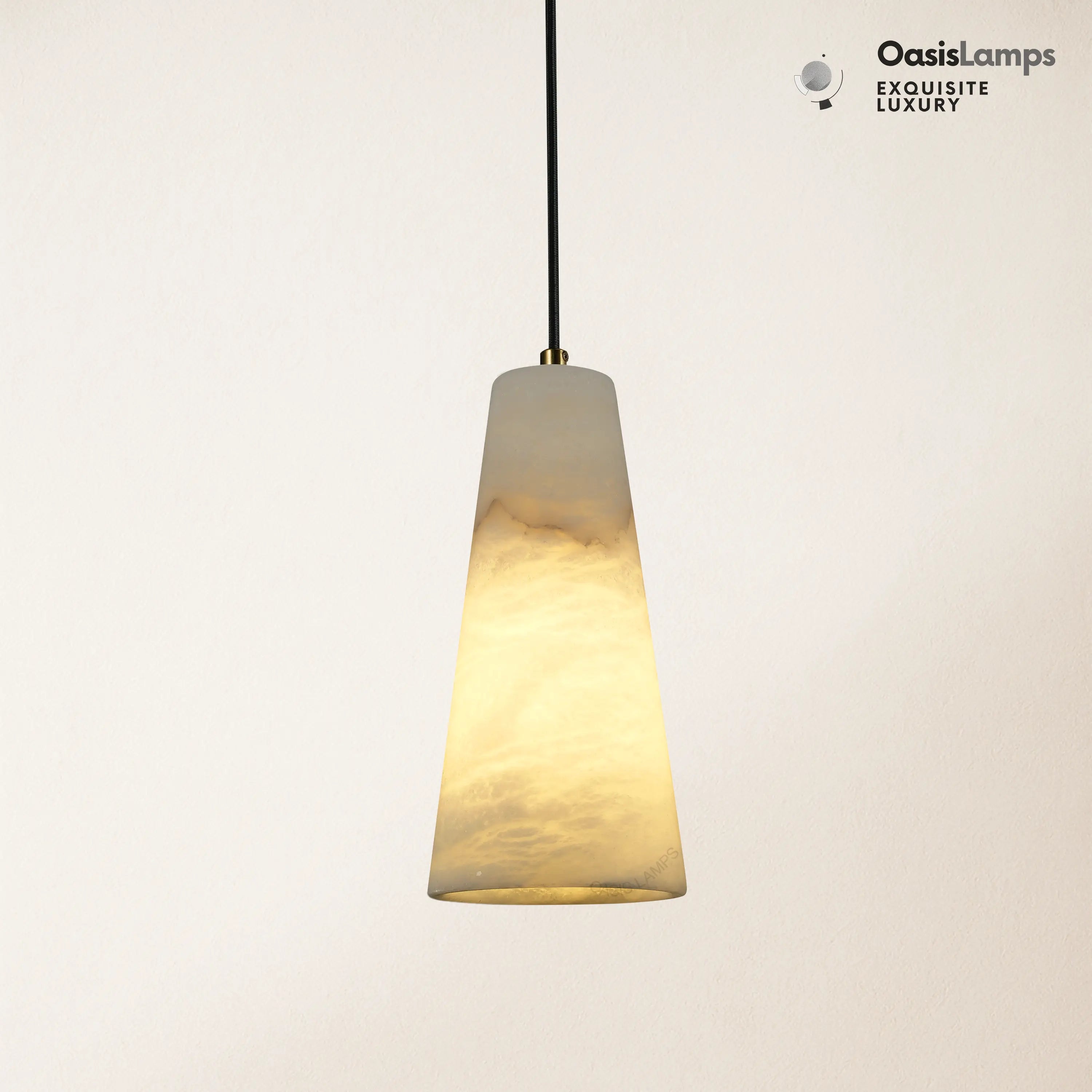 Capus Conical Alabaster Pendant#color_brass
