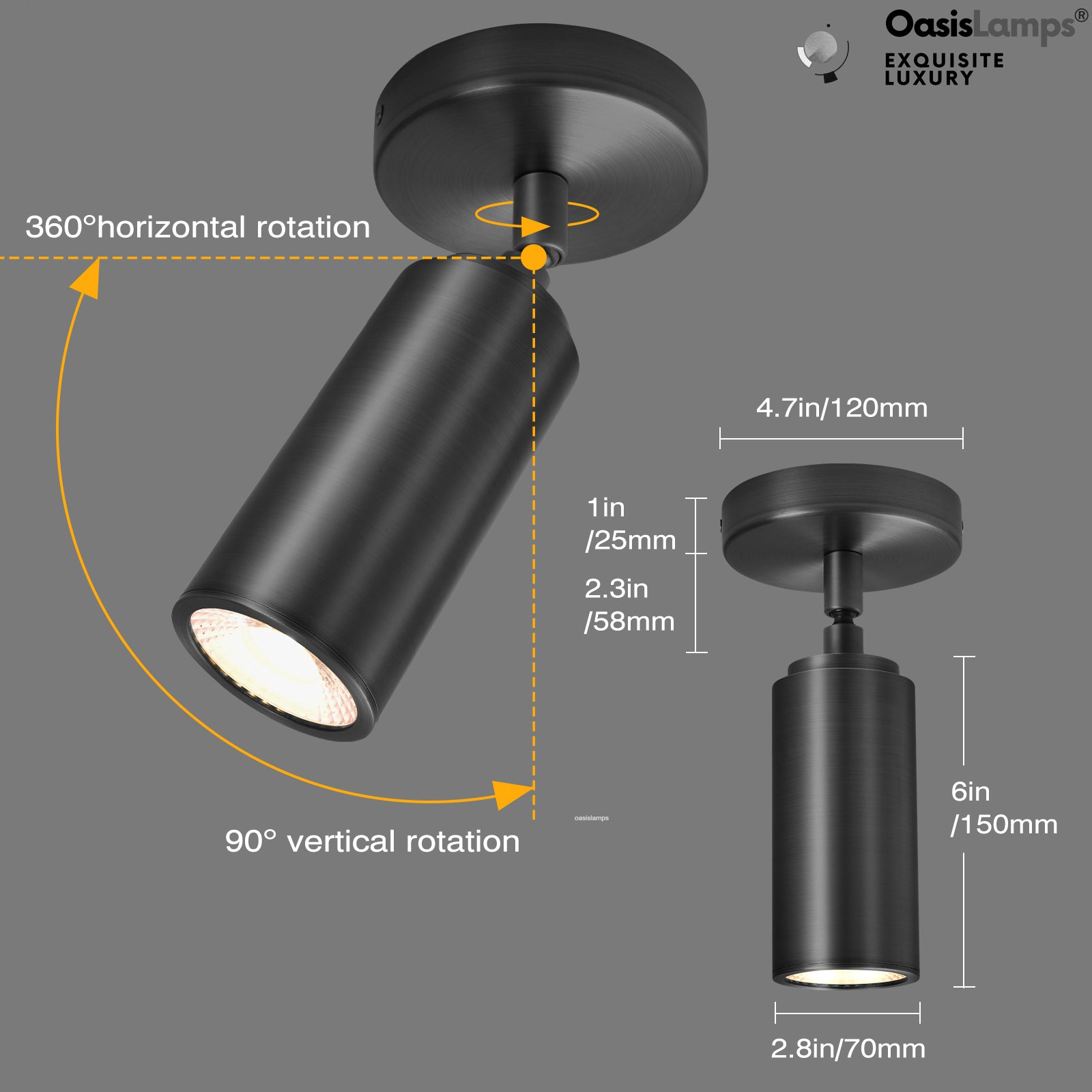 ArtGlow Adjustable Spot Downlight Wall Sconce#Color_Black