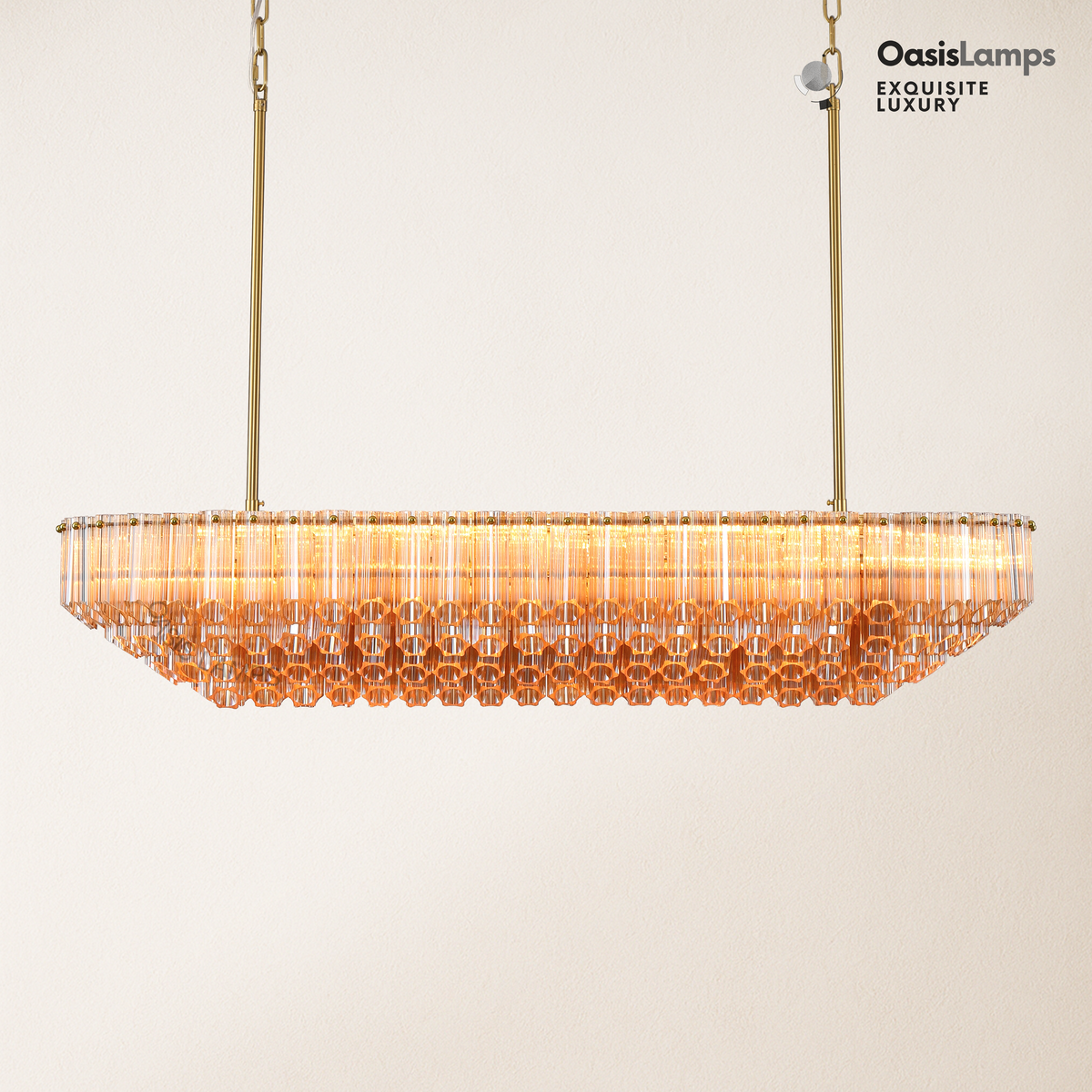 Ethereal Radiance Clear/Amber Rectangular Crystal Chandelier 43"L#glass color_amber,size_43in