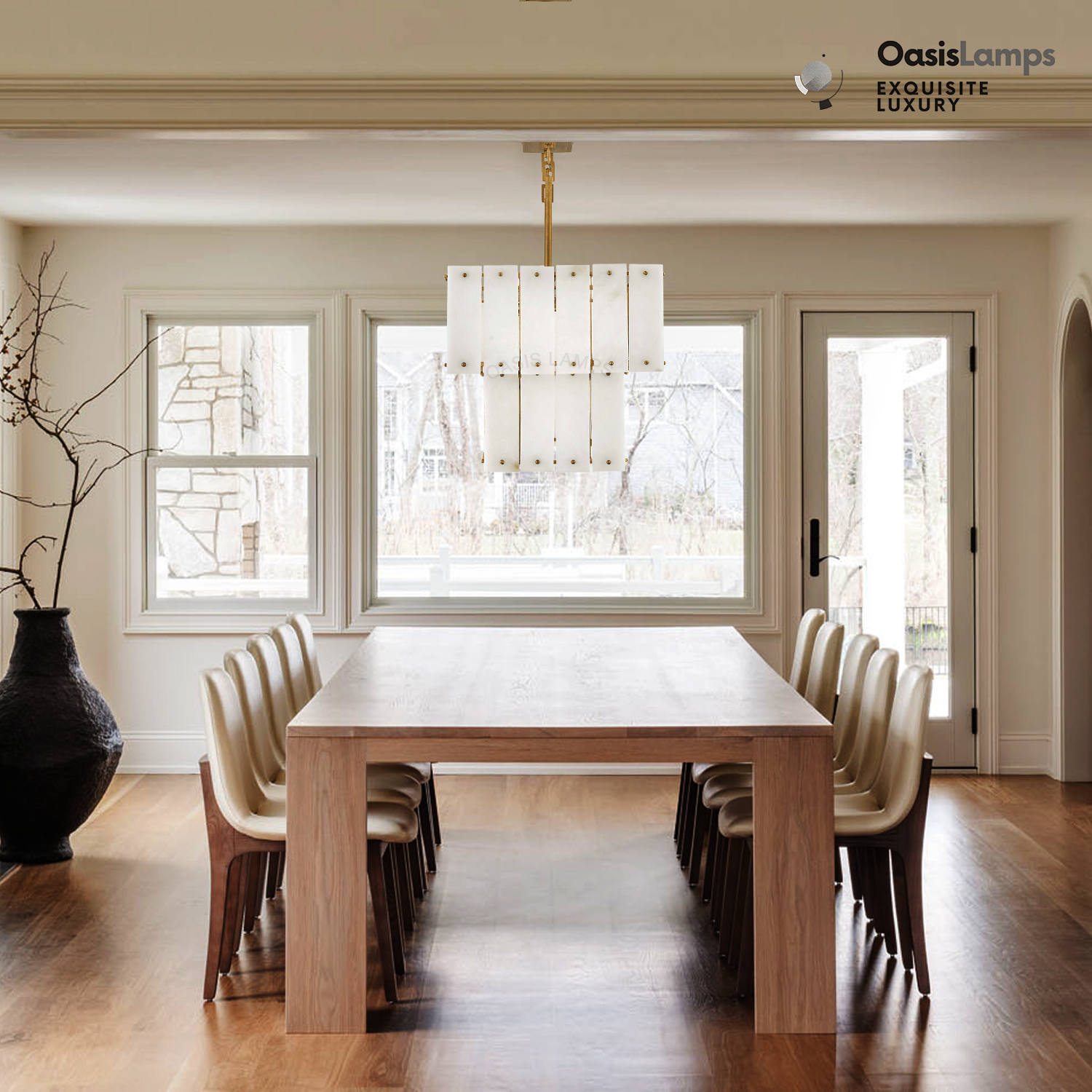 Rancho Alabaster 2-Tier Linear Chandelier