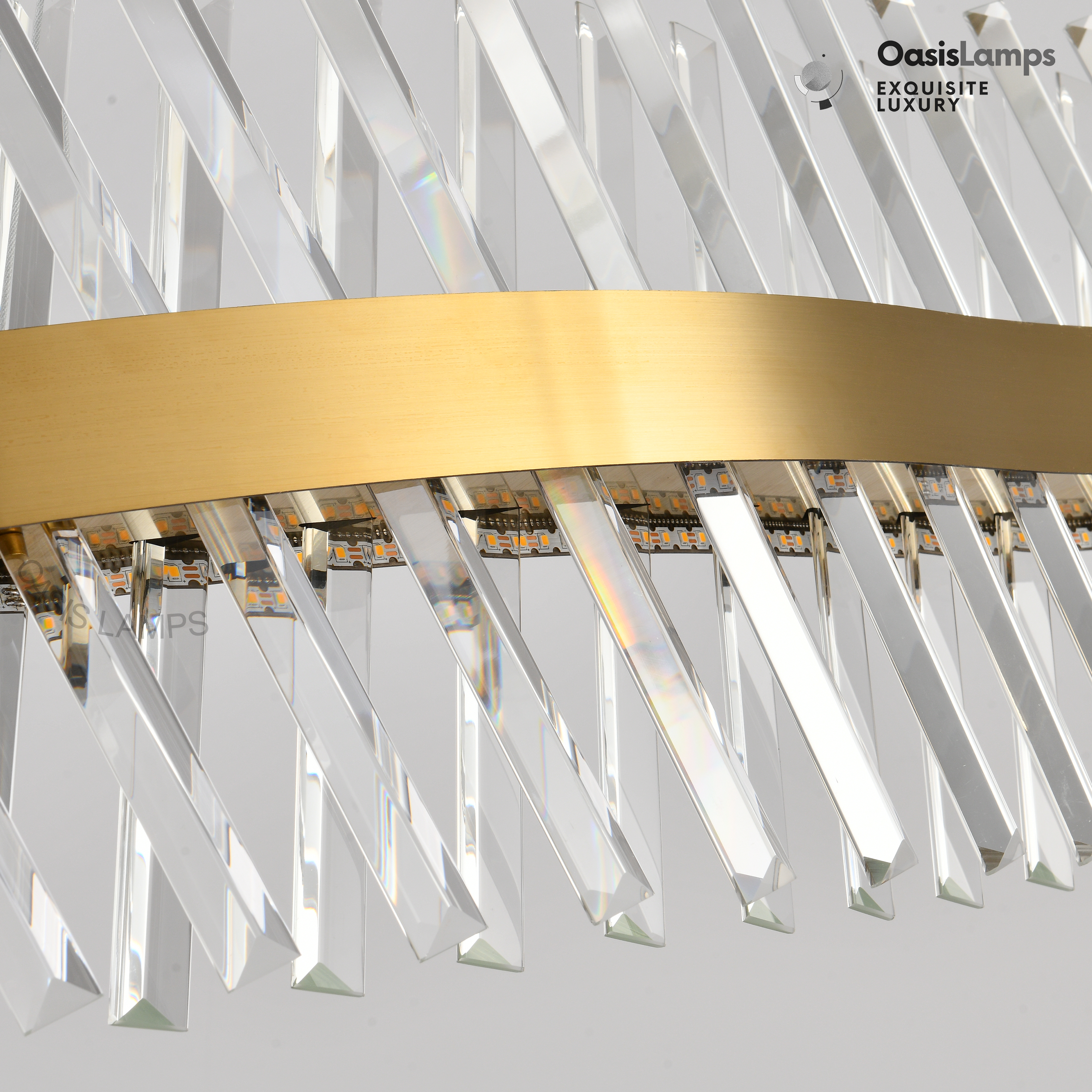 Vetro Prism Crystal Rectangular Chandelier 40" 47"L#Color_Brass