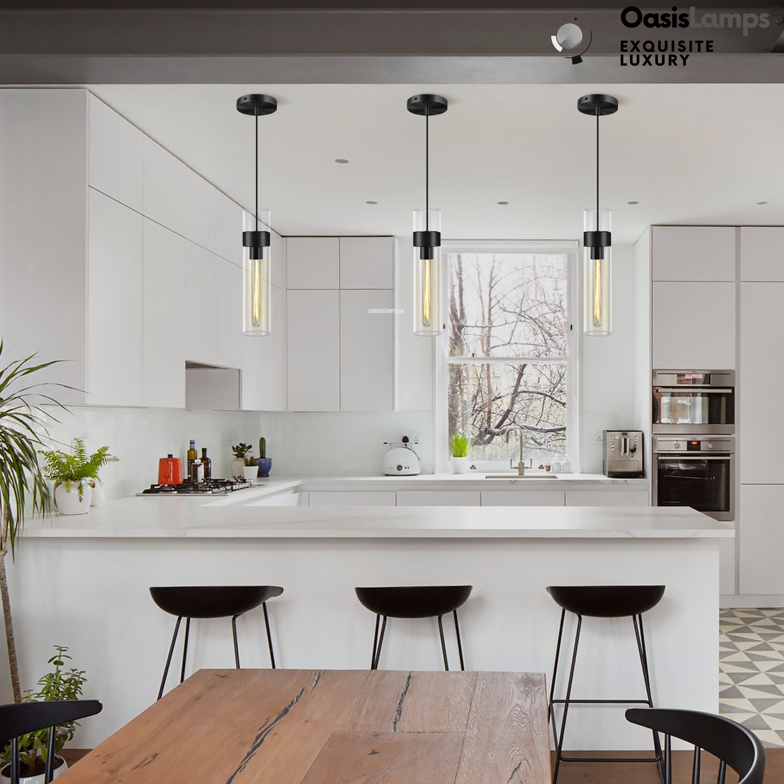 Cylora Glass Tube Pendant#Color_Black