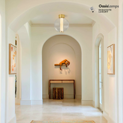 Auroba Alabaster Tube Glass Globe Ball Ceiling Light