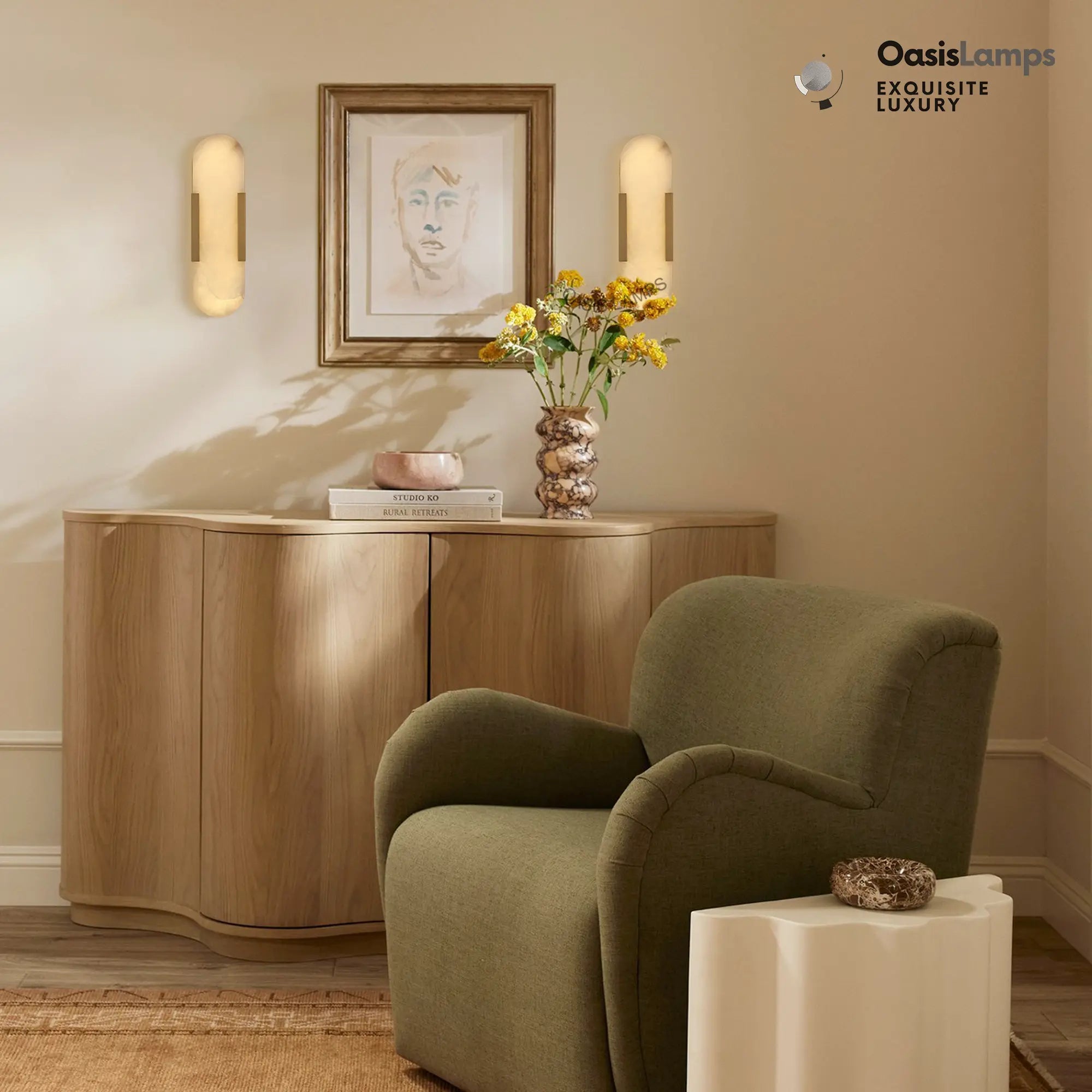 OpalEdge Alabaster Wall Sconces 13.8" 20"H#Color_Brass