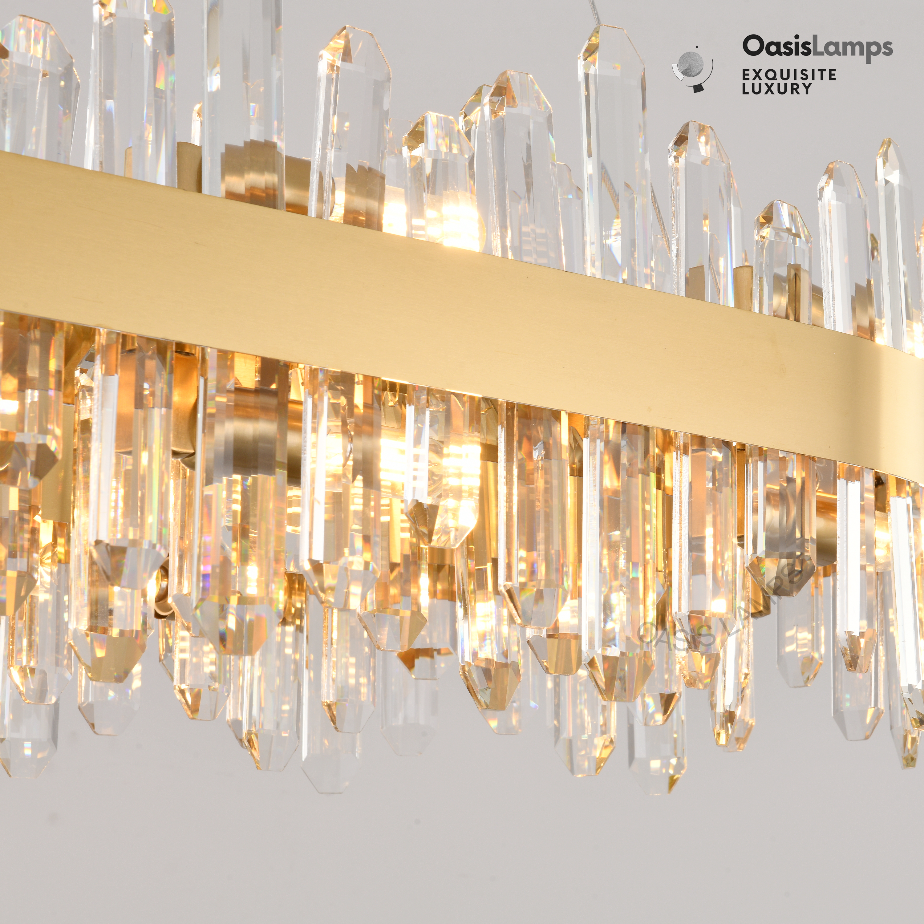 Stellara Crystal Strip Oval Halo Chandelier 36" 52"