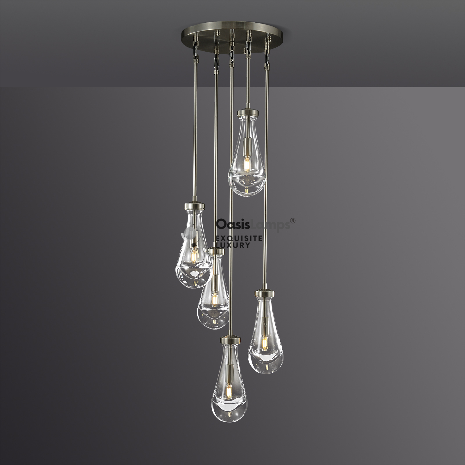 Raindrop Round Chandelier 5 LIGHTS D 14"