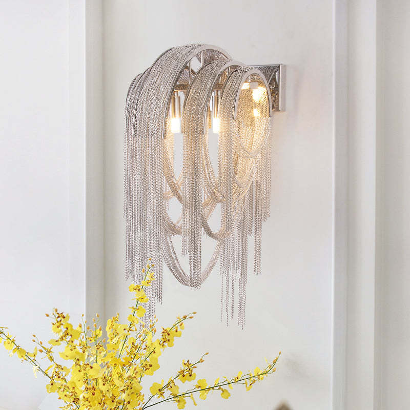 Modern Chain Tassel Wall Sconce 21.6"