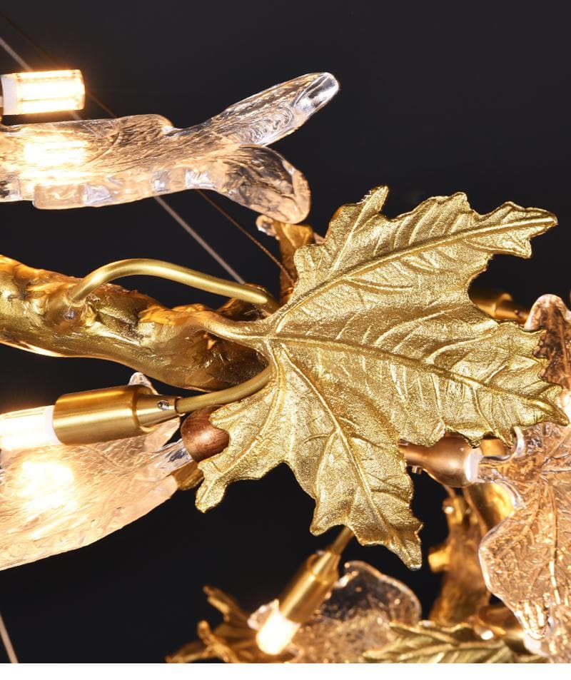 Branch Brass Maple Leaf Branch Crystal Chandelier