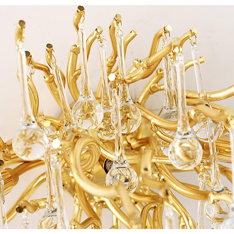 Teardrop Tree Crystal Teardrop Wall Sconce Gold 17"