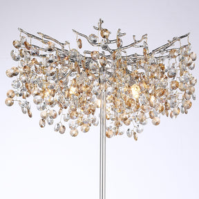 Circe Clear Crystal Floor Standing Lamp For Bedroom, Gold Floor Lamp