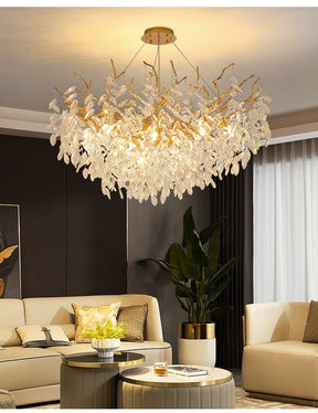 David Round Crystal Branch Chandelier