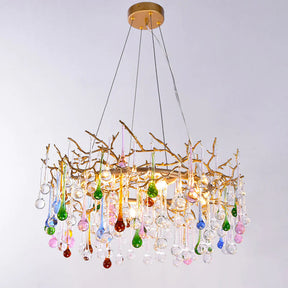 Colorful Crystal Raindrop Branch Chandelier