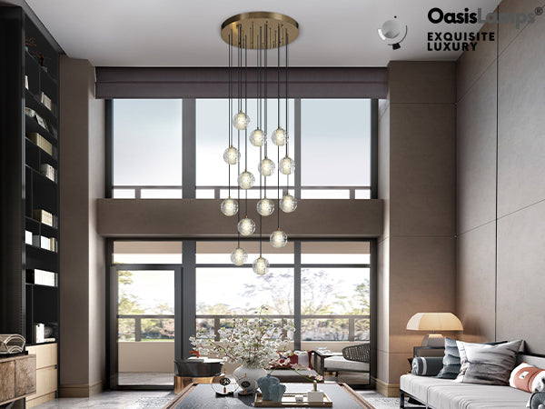 Pearl Ball Ceiling Chandelier 14 20 Light#Color_Brass,size_14-light