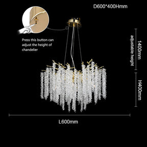 Gold Coin Crystal Round Branch Chandelier For Living Room