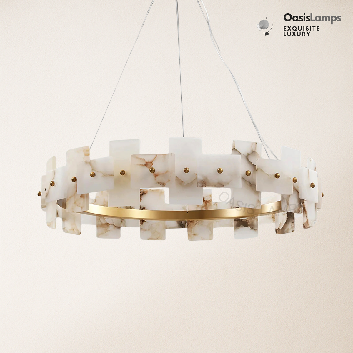 Swang Alabaster Halo Flake Brass ChandelierSwang Alabaster Halo Flake Brass Chandelier#Colour_Brass+White,size_Model B Dia 21.6”(55cm)