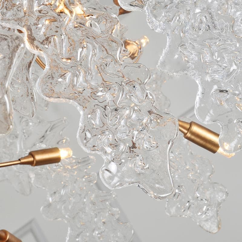 Lage Leaves Modern Maple Leaf Branch Crystal Brass Chandelier 31"