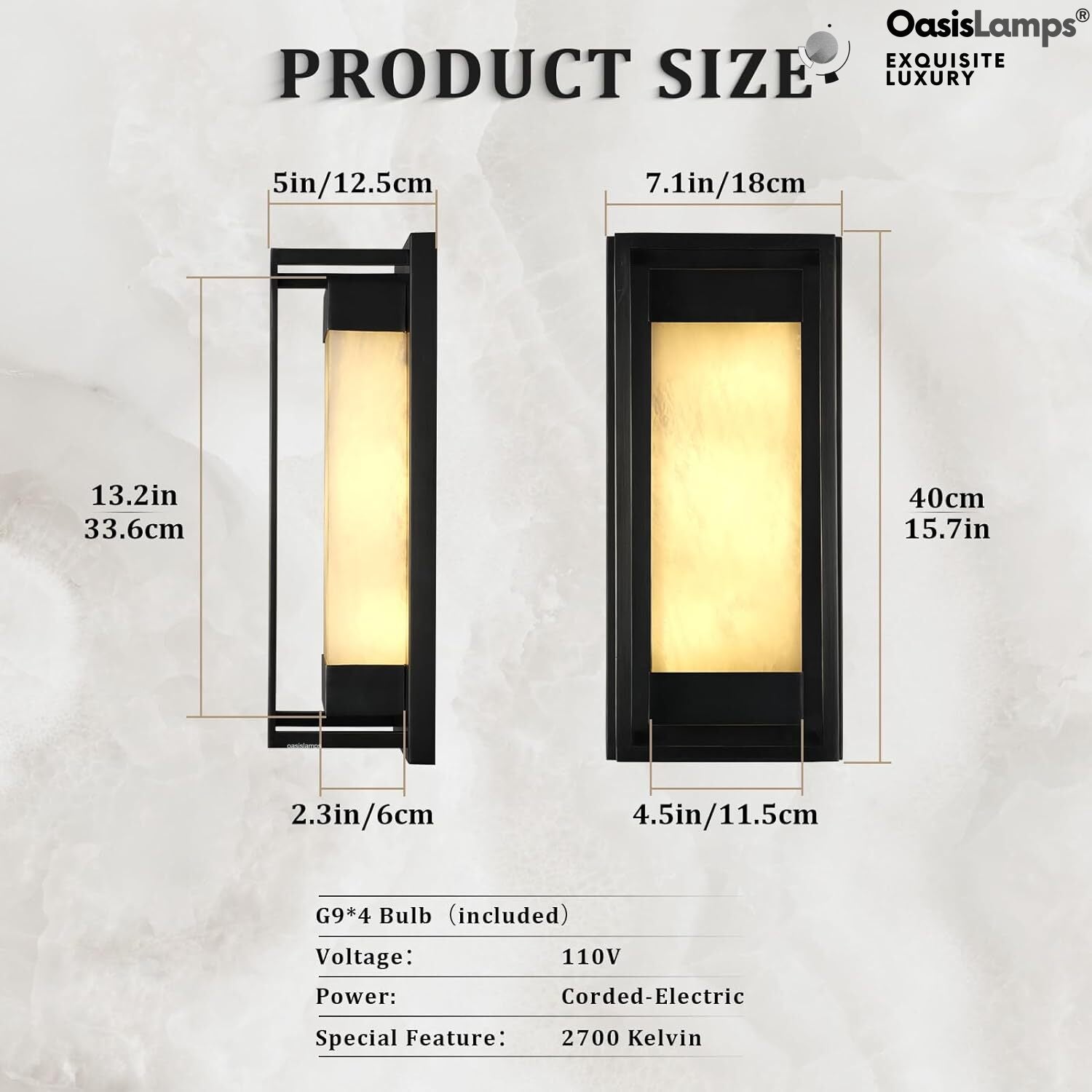 Bravura Alabaster Wall Sconce 15.7"H#color_black