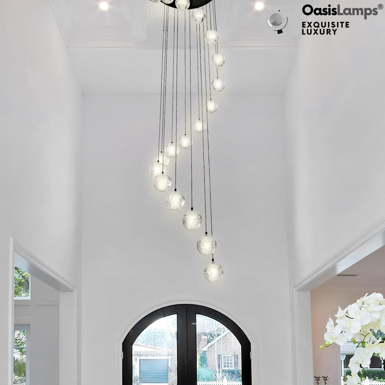 Pearl Ball Ceiling Chandelier 14 20 Light#Color_Black,size_20-light