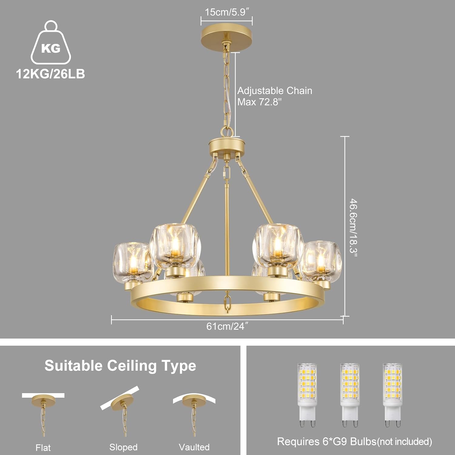 Vellum Round Chandelier 24" 36" 48" 59"D#size_24"-round,color_brass
