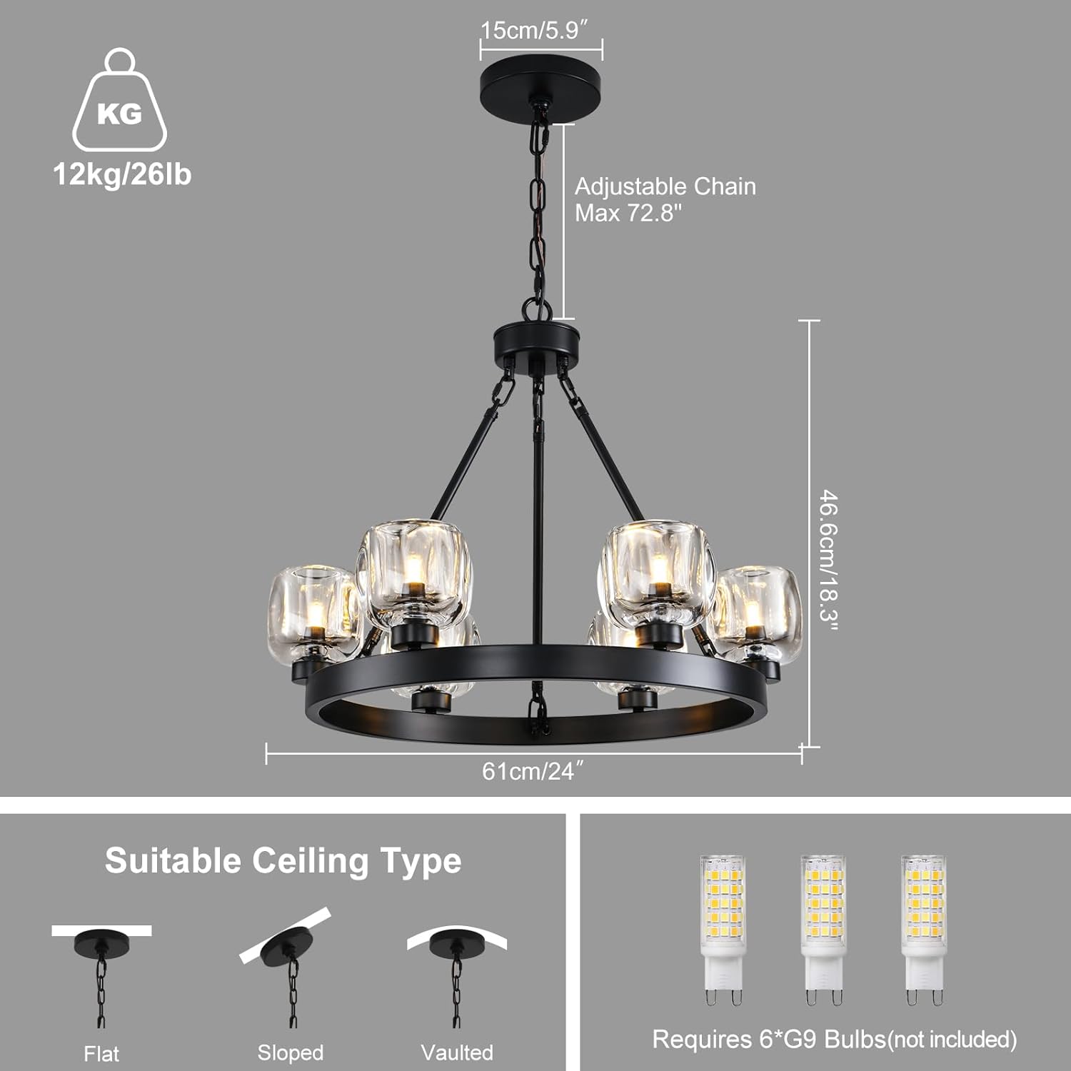 Vellum Round Chandelier 24" 36" 48" 59"D#size_24"-round,color_black