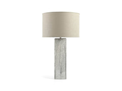 Adrano Table Lamp in Silver with Natural Shade