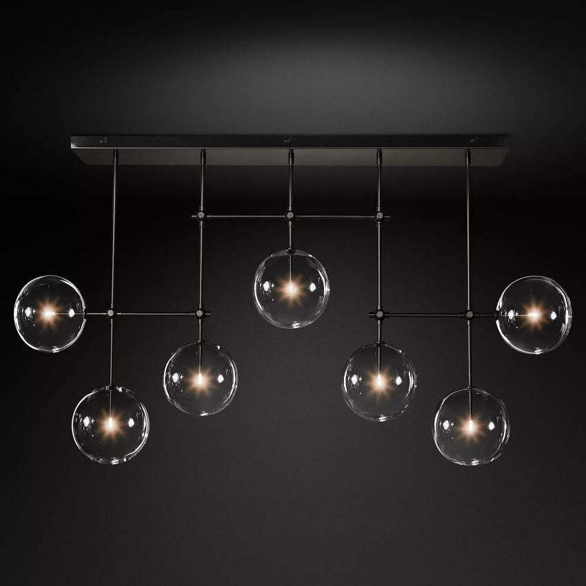 Globe Glass Modern Linear Chandelier  59"W