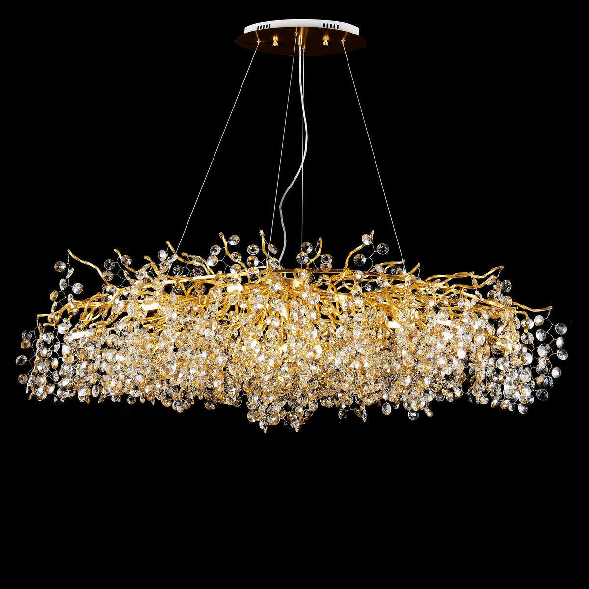 Crystal Quartet Oval Branch Penny Chandelier