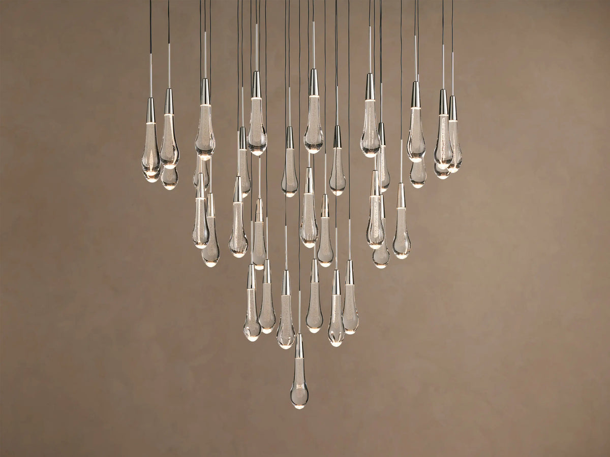 Soltaire Round Chandelier in Nickel 36"D