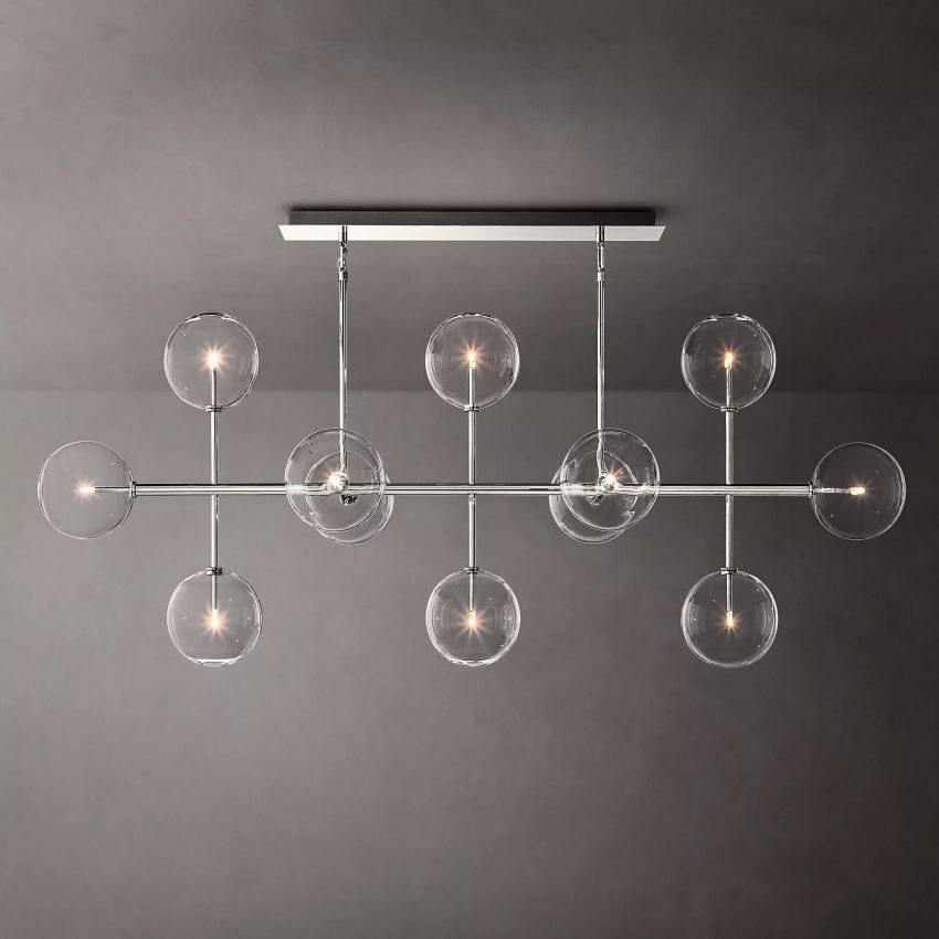 Globe Glass Modern Linear Chandelier 72"W