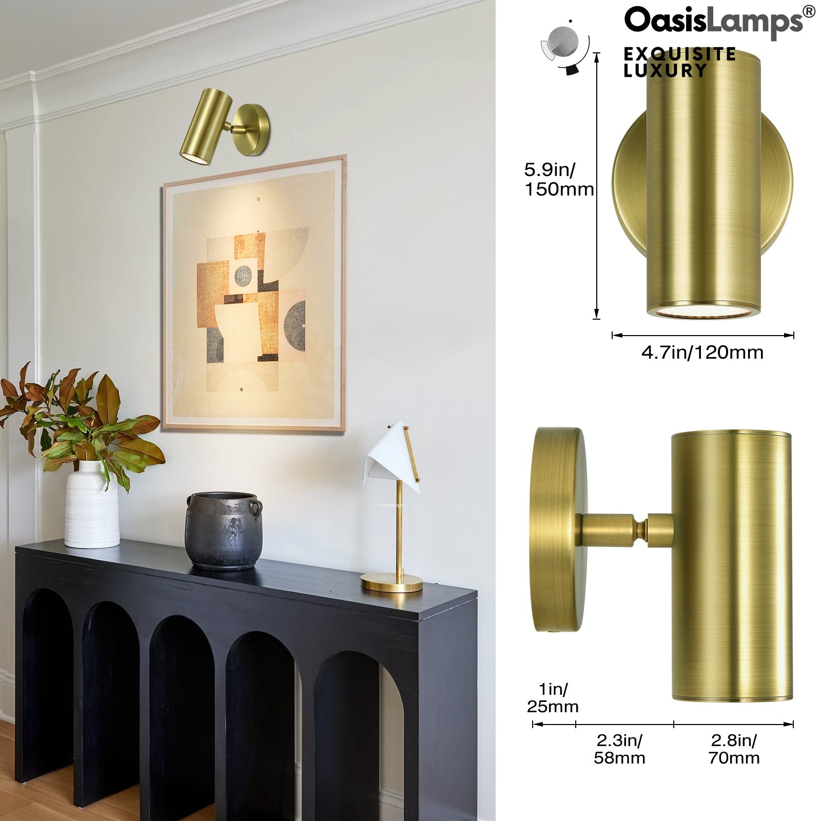 ArtGlow Adjustable Picture Spot Light Wall Sconce#Color_Brass